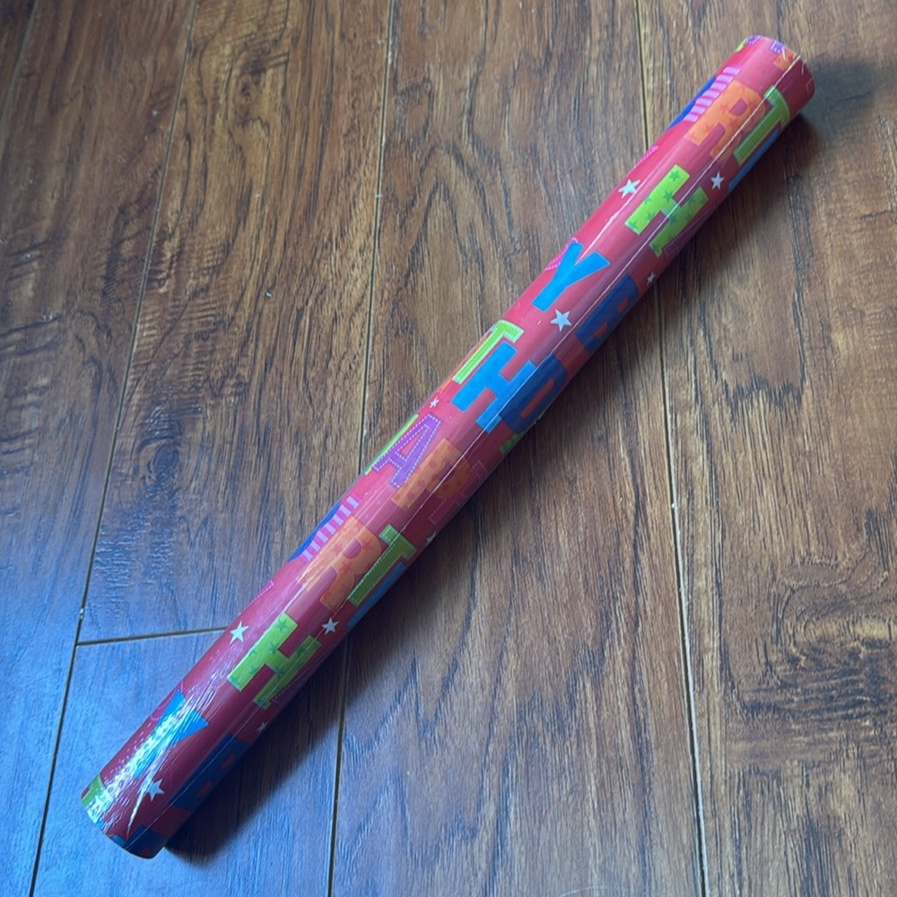 NWT Shindel Happy Birthday Wrapping Paper 17" x 32.8’ Red Blue Gift